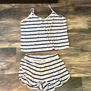 Old Navy Navy and White Striped Pajama Set